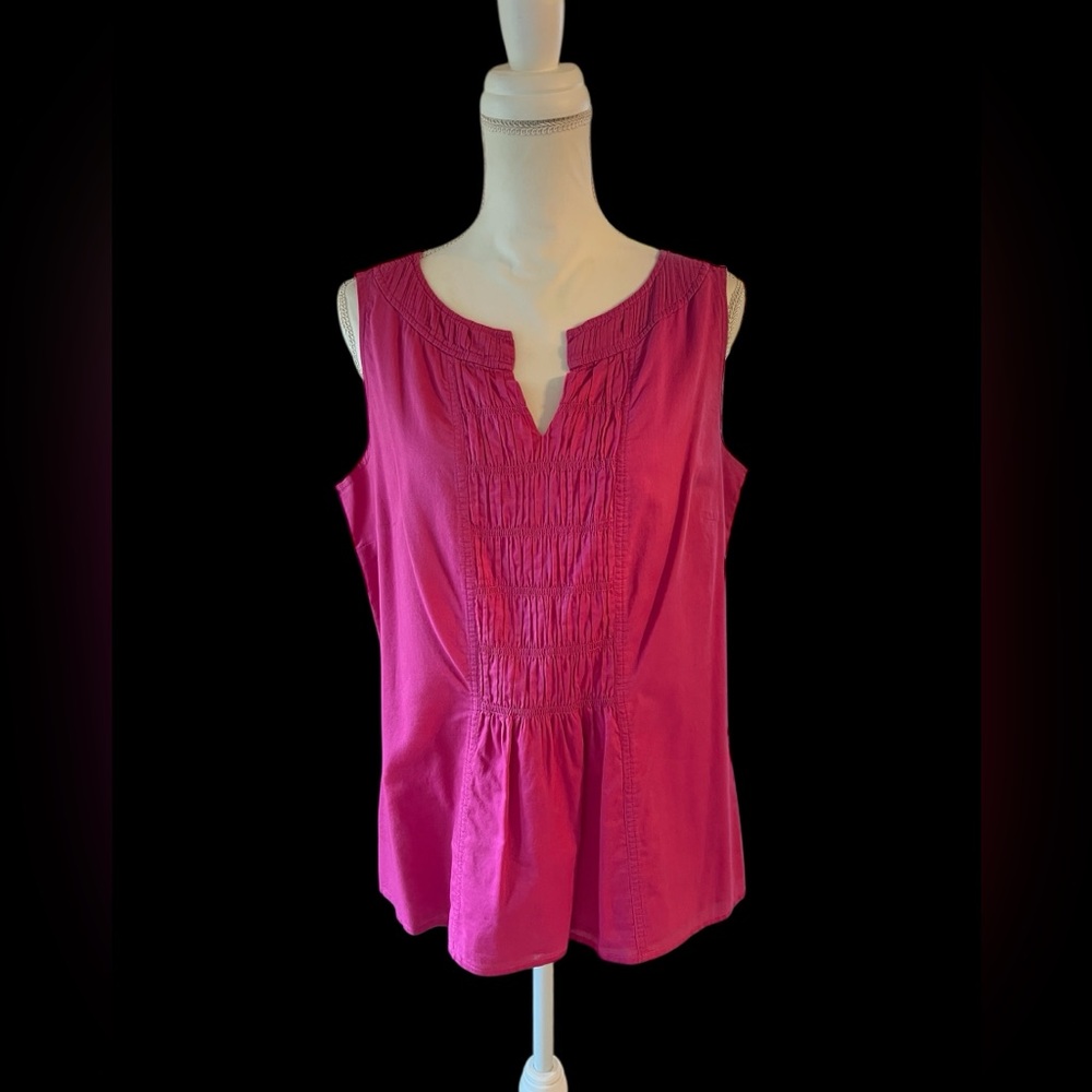 Talbots Pink Smocked Sleeveless Blouse
